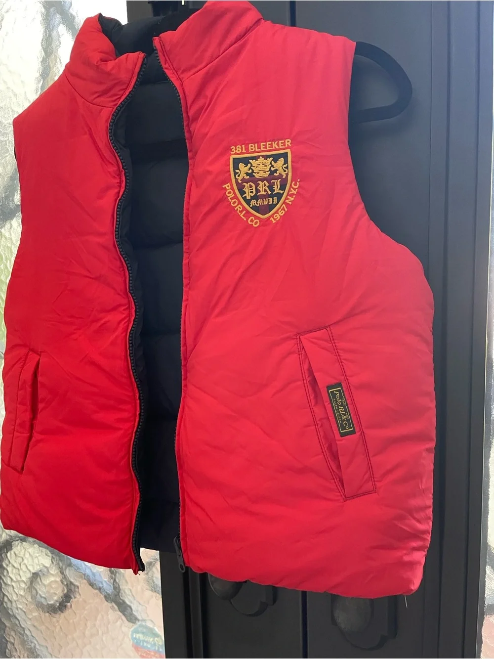 Ralph Lauren Red Puffer Vest with Crest Patch -Reversible. Large size for boys